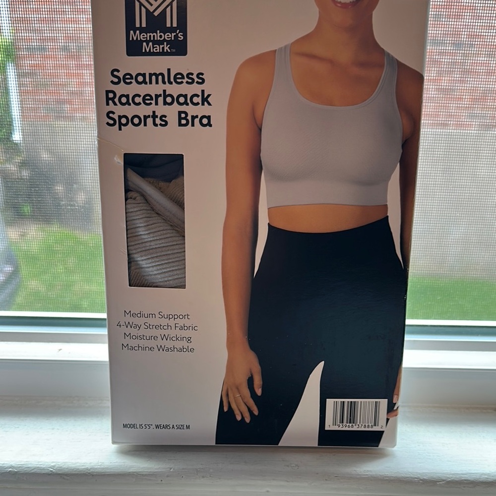 Gray Seamless Racerback Sports Bra